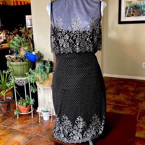 Black lace with silvery thread cocktail dress